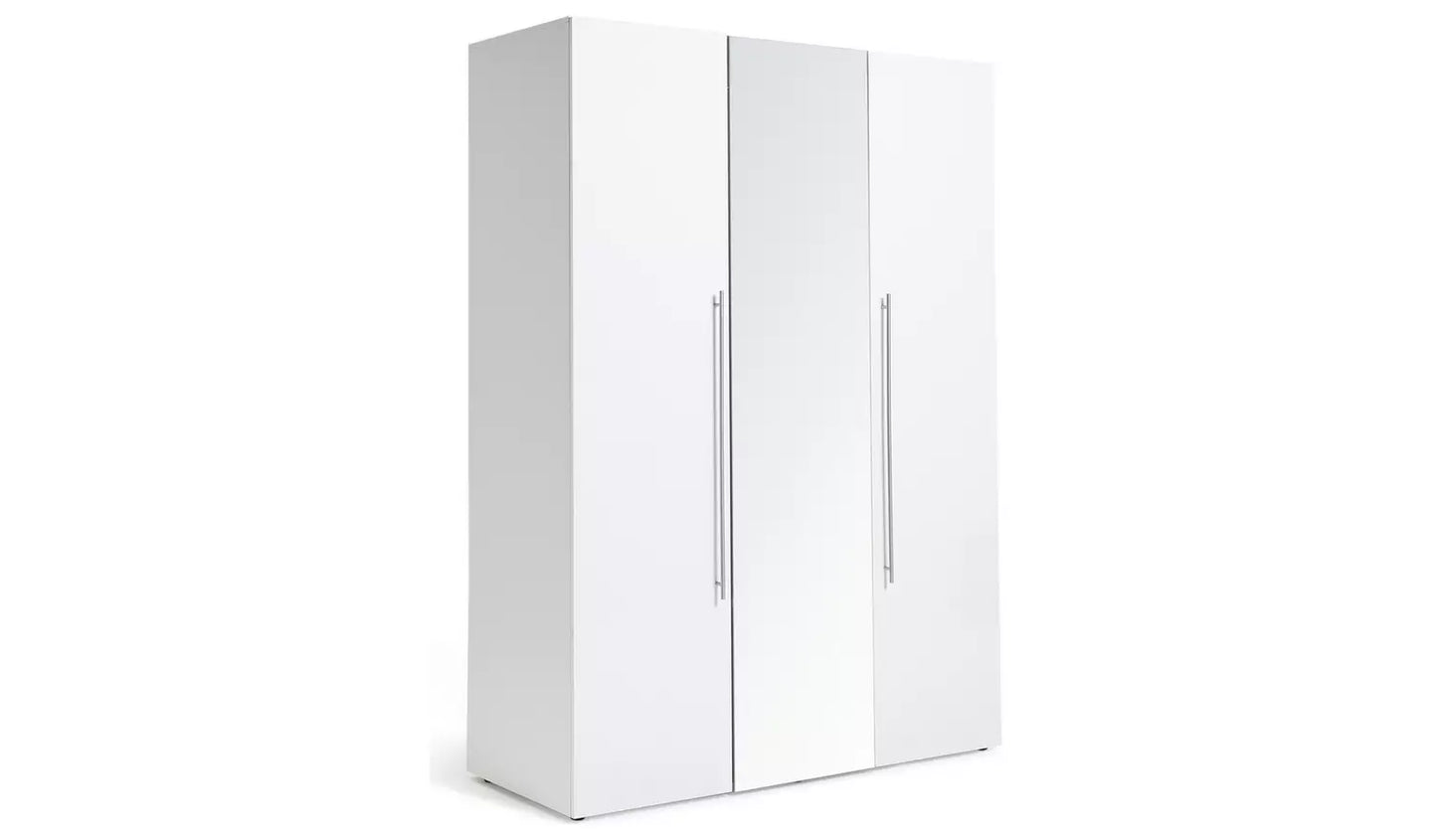 Assembled Habitat Atlas 3 Door Mirrored Tall Wardrobe - White